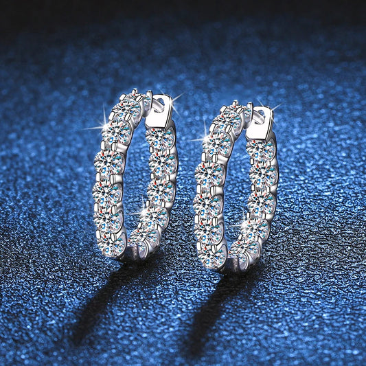 KNOBSPIN 2.6ct Moissanite Hoop Earrings – 925 Sterling Silver, White Gold Plated, Elegant & Timeless Jewelry™