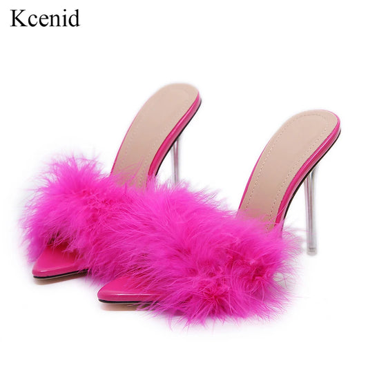 Kcenid Transparent Perspex Heels with Feather Accent™