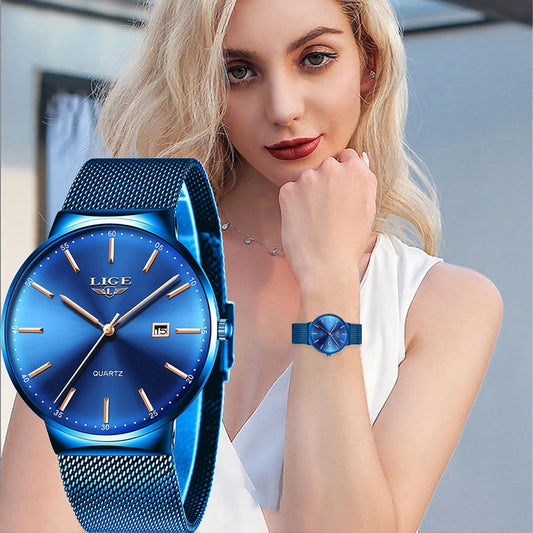 LIGE Women’s Luxury Ultra-Thin Quartz Watch – Mesh Strap, Waterproof, Elegant Casual™