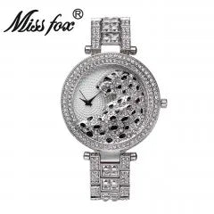 MISSFOX Women's Luxury Quartz Watch – Crystal Diamond Bling with Gold Leopard Design™