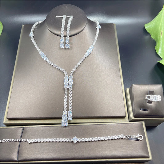 Luxury Silver Crystal Tassel Jewelry Set – Elegant & Stylish Wedding Accessories™