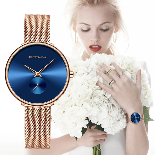 Elegant CRRJU Women's Waterproof Quartz Watch – Casual Luxury Mesh Wristwatch™