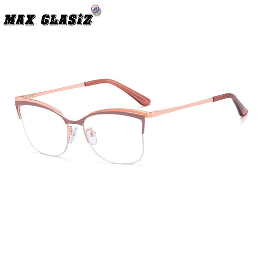 Elegant Metal Cat Eye Blue Light Glasses – Half-Frame, Myopia & Plain Lenses™