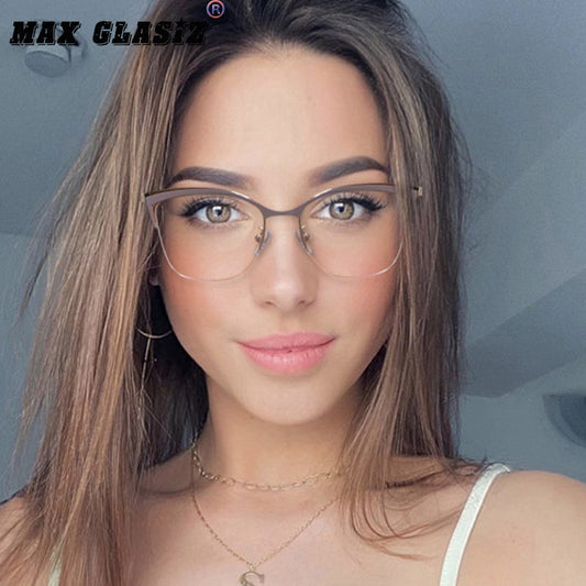 Elegant Metal Cat Eye Blue Light Glasses – Half-Frame, Myopia & Plain Lenses™
