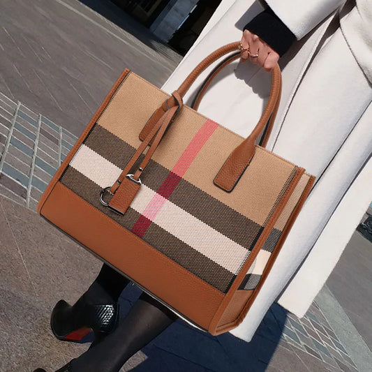 AIDRANI Premium Plaid Handbag – Cowhide Leather, Stylish & Spacious™