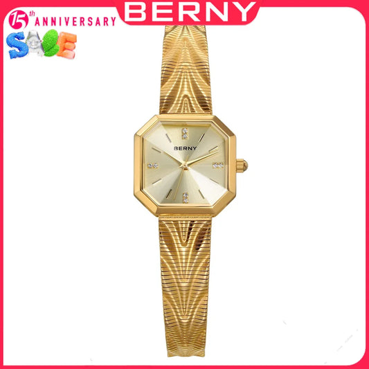 BERNY Women's Luxury Octagonal Gold Watch™
