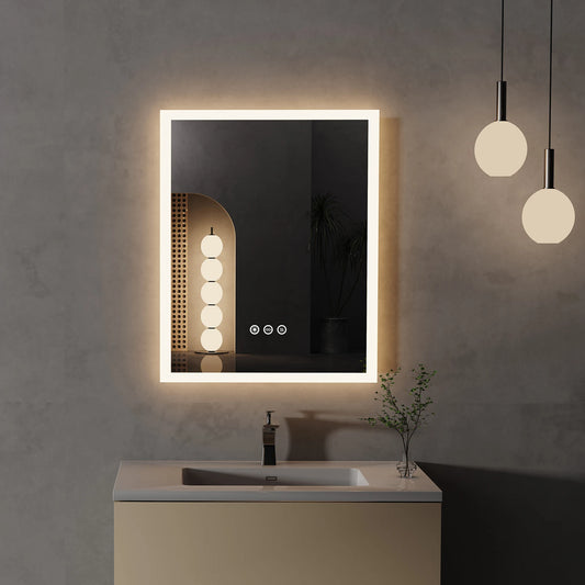 LED Bathroom Mirror 16x20 – Anti-Fog, Smart Touch, Wall-Mounted with Memory Function™