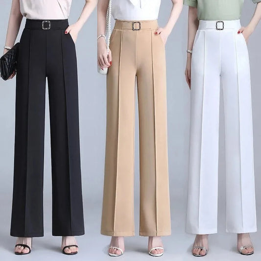 High-Waist Ice Silk Wide-Leg Pants – Elegant & Breathable Summer Trousers™