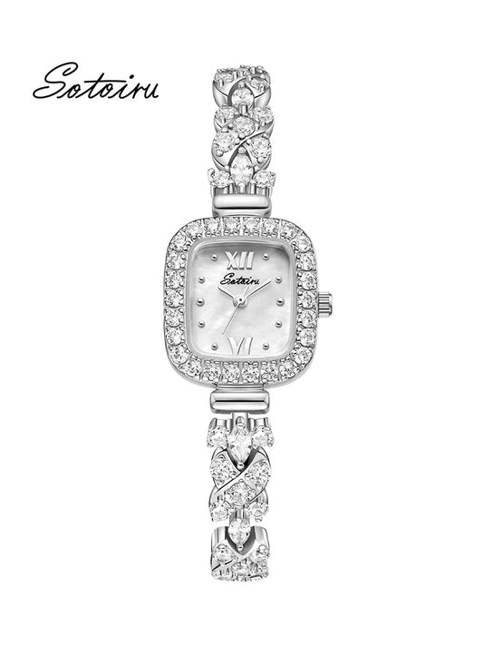 Sotoiru Luxury Women’s Square Zircon Watch – Waterproof Quartz™