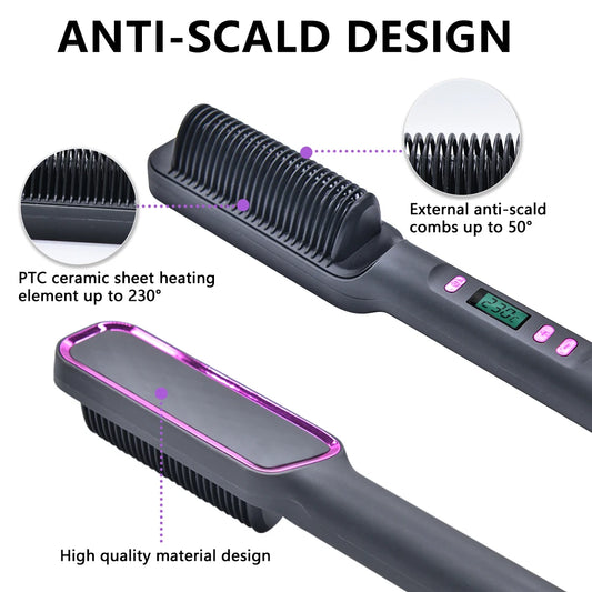 Pro Electric Hot Comb – Ionic Anti-Scald Straightening Brush™