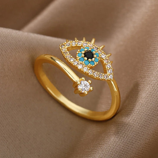 Trendy Evil Eye Ring for Women – Open Adjustable Turkish Design Jewelry™