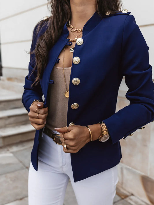 Chic O-Neck Blazer for Women – Spring & Autumn Style™