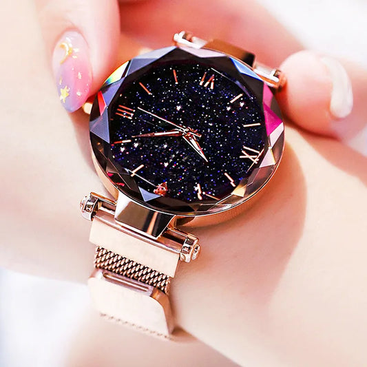 Starry Sky Women's Diamond Quartz Watch - Magnetic Mesh Strap™