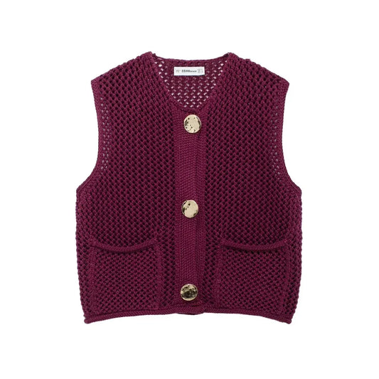 Women's Knitted Vest Cardigan – Sleeveless, Cozy & Chic with Big Pockets™