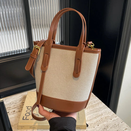 2025 Women’s Retro Canvas Bucket Bag – Chic PU Leather Shoulder & Crossbody™