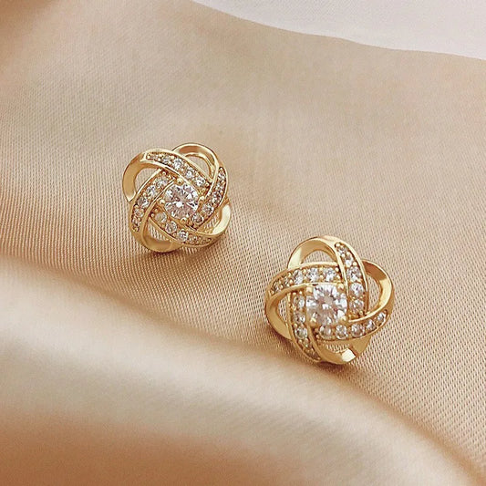 Luxury Zircon Cross Stud Earrings – Elegant Hollow Design for Women™