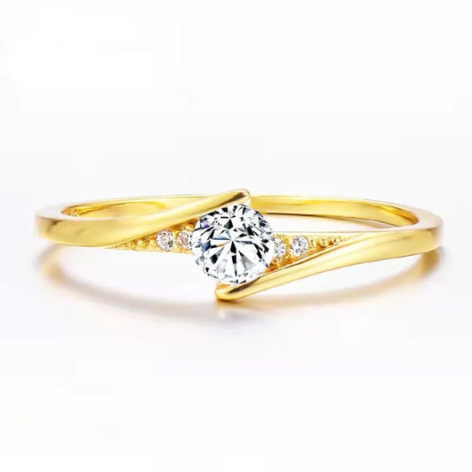 Classic Gold Zircon Ring for Women – Elegant Bridal & Proposal Jewelry™