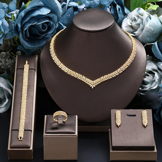 Gold-Plated Dubai Jewelry Set – Elegant 4-Piece Bridal & Party Gift™