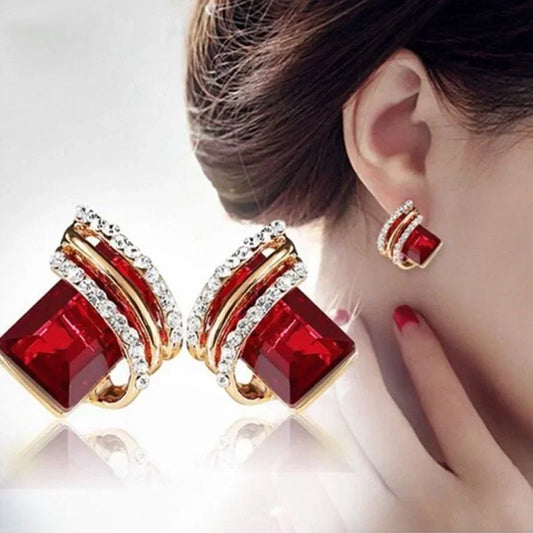 Princess Radiance: Gold-Plated Zircon & Crystal Earrings for Every Occasion™