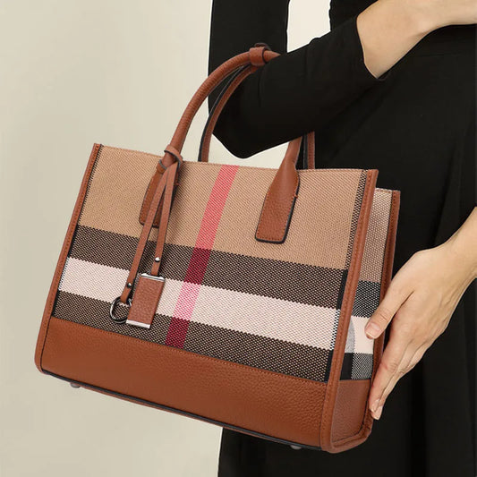 AIDRANI Premium Plaid Handbag – Cowhide Leather, Stylish & Spacious™