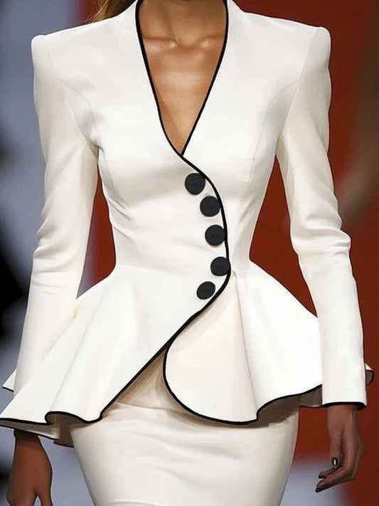 Krisstargirls Luxe V-Neck Slim Jacket – Elegant Spring Fashion Top for Women™