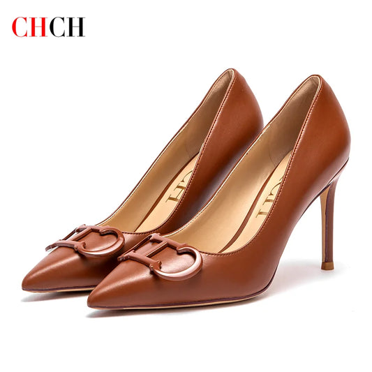 CHCH Women's Pointed Toe High Heels – 9CM Stiletto with Metal Buckle™