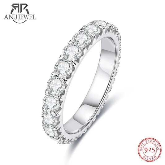 AnuJewel 925 Sterling Silver Moissanite Eternity Ring – Timeless Elegance & Sparkle™