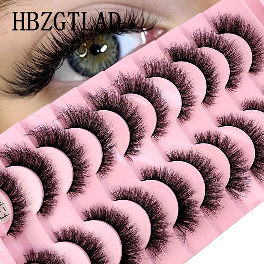 10 Pairs Natural 3D Faux Mink Eyelashes – Handmade Wispy Nude Look™