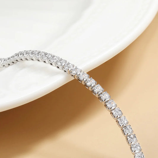 Elegant 2mm Moissanite Tennis Necklace – Luxury 18K Gold-Plated Choker for Timeless Glamour™