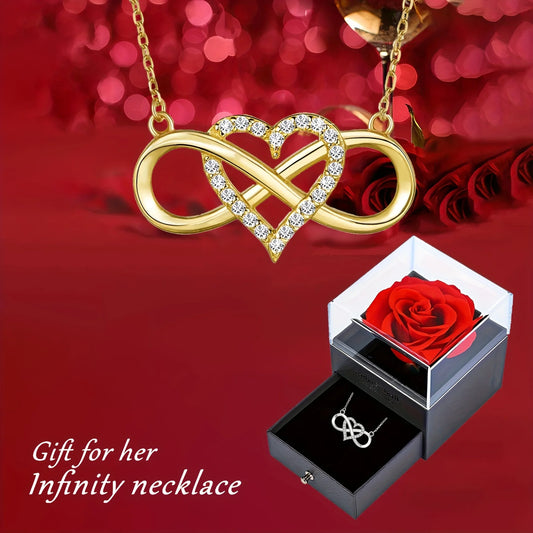 Infinity Heart Pendant Necklace with Luxury Rose Gift Box™