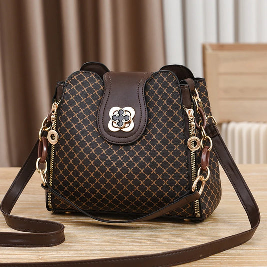 Luxury Checkered Bucket Shoulder Bag – Large Capacity Crossbody Handbag™