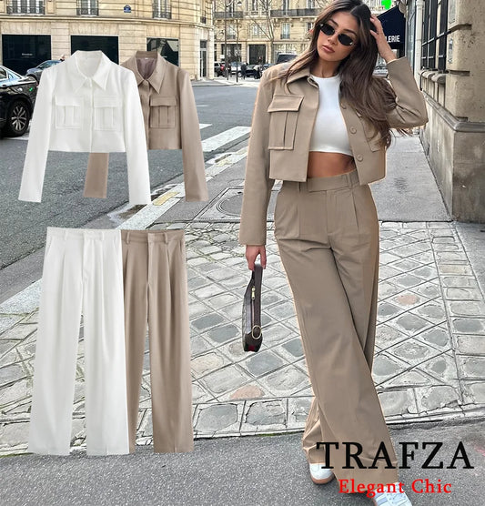 TRAFZA Women's Blazer Suit – Elegant & Lightweight Business Attire™