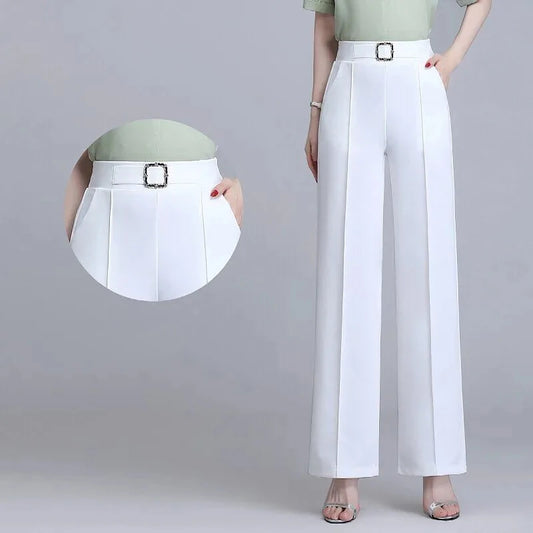 High-Waist Ice Silk Wide-Leg Pants – Elegant & Breathable Summer Trousers™