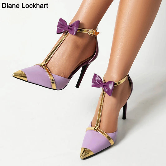 Luxury Gold & Purple Stiletto Sandals™