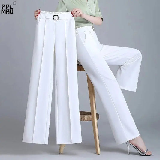 High-Waist Ice Silk Wide-Leg Pants – Elegant & Breathable Summer Trousers™