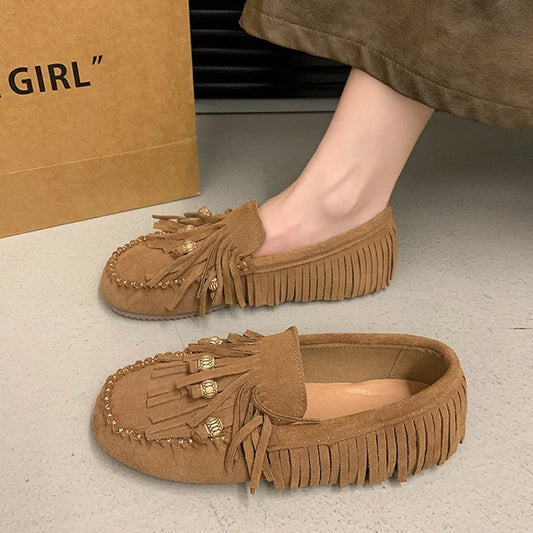 Elegant Women's Tassel Loafers – Soft Fur Slip-Ons for Fall & Spring™
