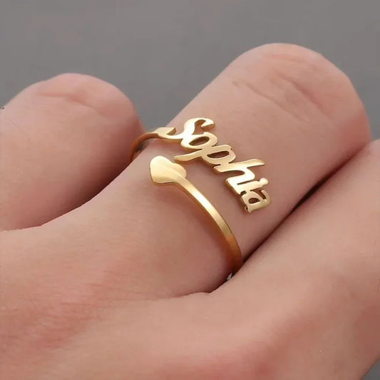Custom Name Ring for Women – Trendy Heart Couple Jewelry™