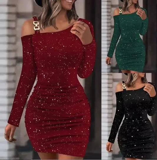 Luxury Glitter Slim-Fit Mini Dress – Elegant & Chic Party Wear™