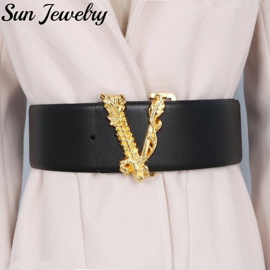 Wide V-Shaped Gold Waist Belt – Chic & Versatile Fashion Accessory™