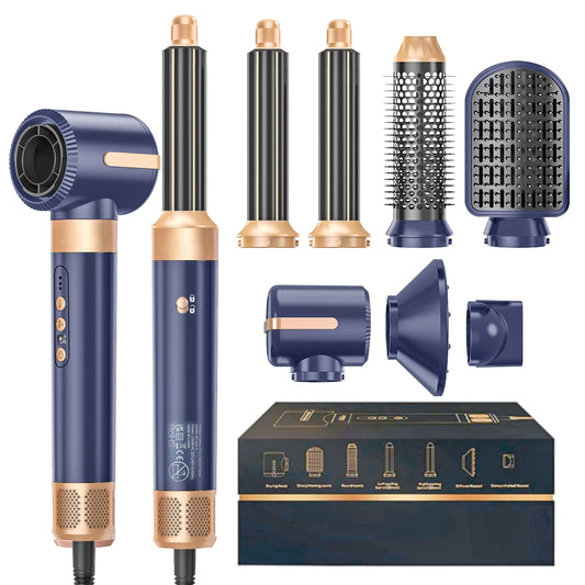 7-in-1 Brushless Hair Dryer & Styler – High-Speed Ionic Hot Air Comb with Diffuser & Curler™