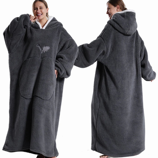 Cozy Flannel Hooded Blanket with Full Sleeves – Perfect for Winter ™