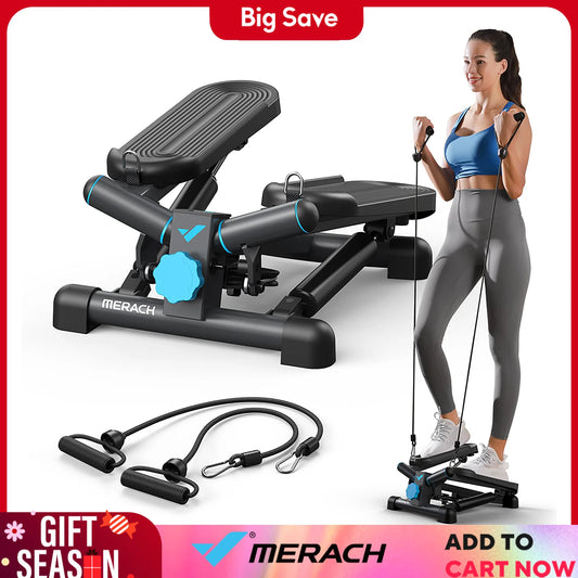 MERACH Mini Twist Stepper – 330LBS Home Fitness Stair Stepper with Resistance Bands™