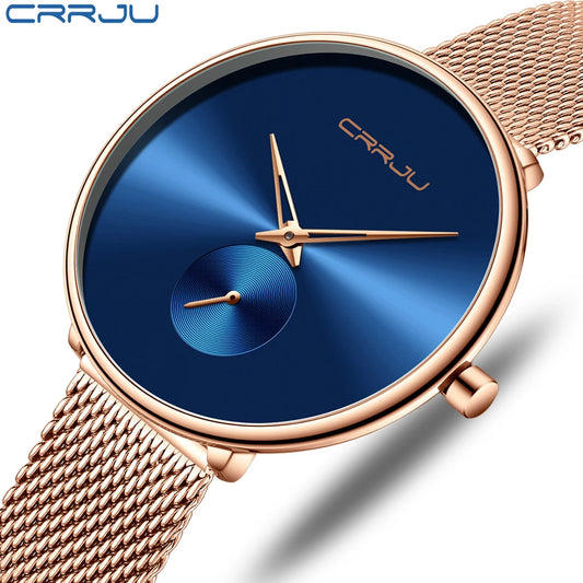 Elegant CRRJU Women's Waterproof Quartz Watch – Casual Luxury Mesh Wristwatch™