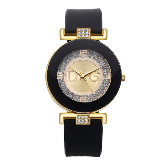 Women's Luxury Quartz Watch - Elegant Rhinestone Design with Black Silicone Strap | Casual & Fashionable Wristwatch™