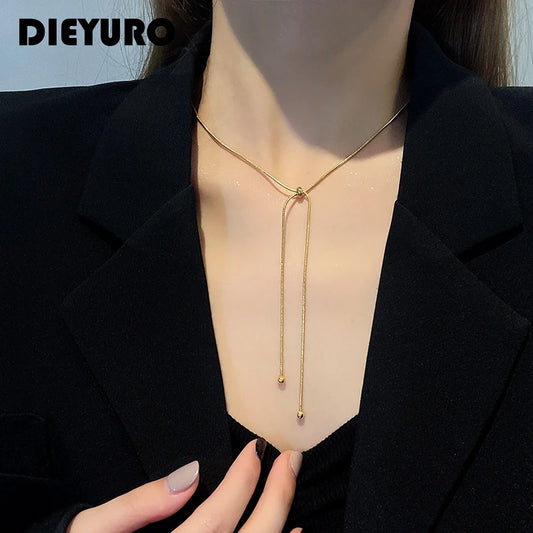 DIEYURO Luxe Retro Gold Necklace – Bold, Adjustable, Timeless Elegance™