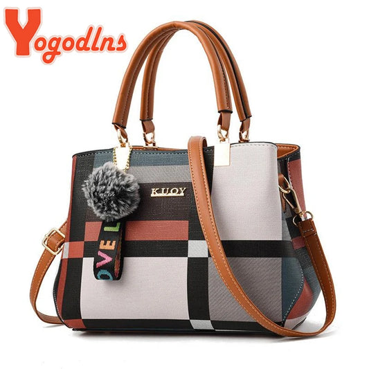YOGODLNS Luxury Plaid Shoulder Bag – Designer Tote & Messenger Bag™