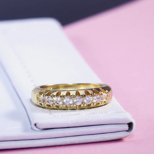 Huitan Gold Halo Ring for Women – Elegant Micro Paved Office Jewelry™