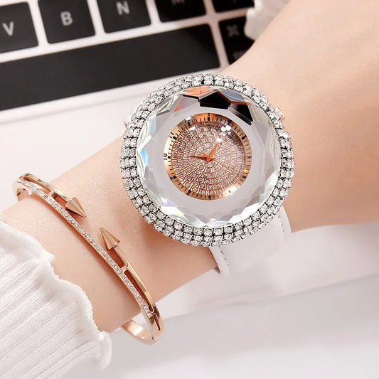 Luxury White Rhinestone Women’s Dress Watch - Leather Bracelet Quartz Wristwatch™