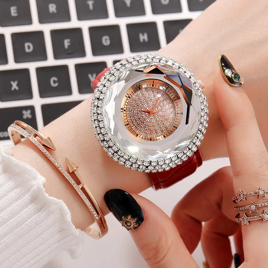 Luxury White Rhinestone Women’s Dress Watch - Leather Bracelet Quartz Wristwatch™