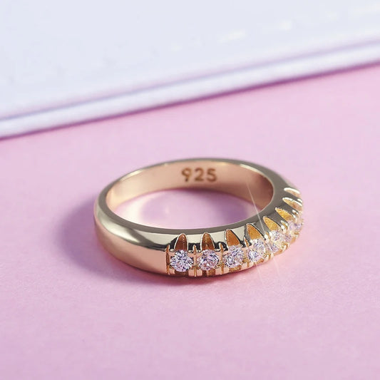 Huitan Gold Halo Ring for Women – Elegant Micro Paved Office Jewelry™